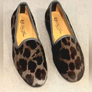 Del Toro Pony Hair Leopard Slip Ons